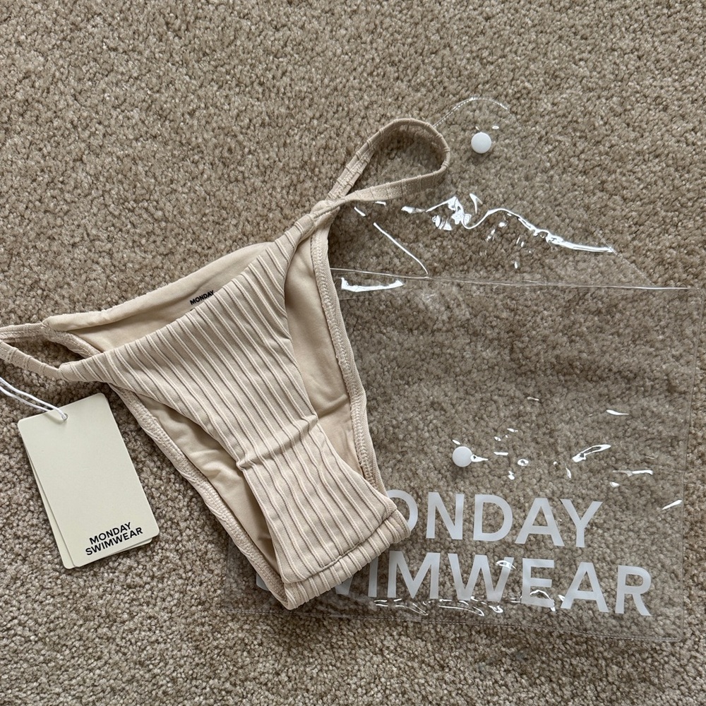 Monday Swimwear Cream Ribbed Bikini Bottom